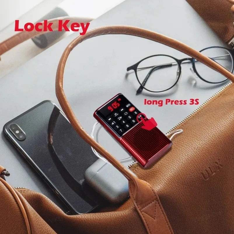 VIKEFON Tragbares Mini-FM-Radio, kabelloser Lautsprecher, MP3-Musik-Player mit Aufnahmefunktion, unterstützt Freisprechfunktion, TF-Karte, USB-Kopfhörerwiedergabe – Detail 33