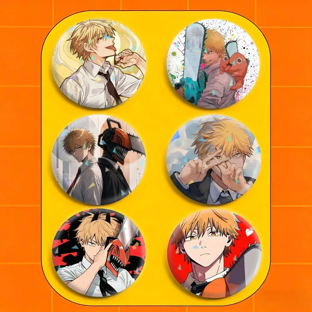 C-Chainsaw M-Man Denji 32/44/58mm Handmade Pins Round Brooch Badge Backpacks Clothes Jewelry Gifts