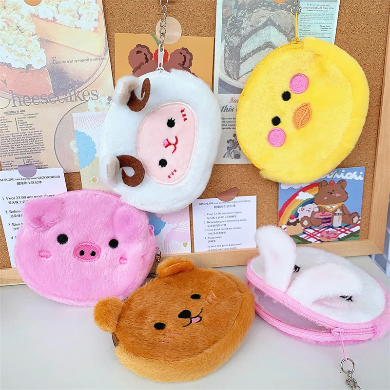 Novidade Adorável Anime Bear Wallet Coin Purse Chaveiro Cute Plush Rabbit Cartoon Cosplay Purse para Mulheres Bag Acessórios