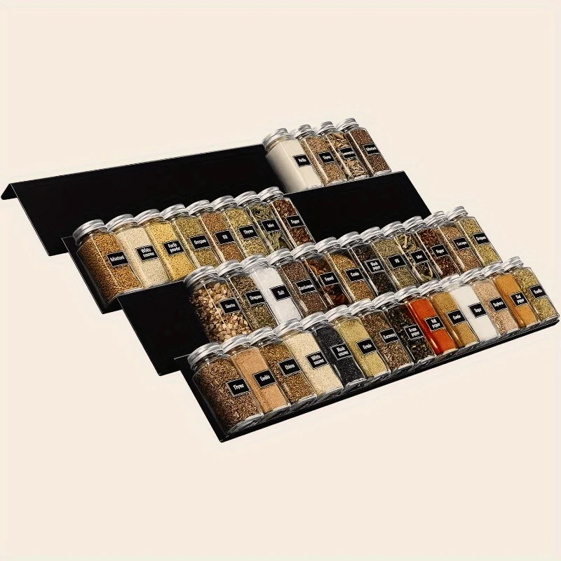 Organizador de Especias Ajustable de 4 Niveles, 2 Piezas - Ancho de 30-60 cm, Diseño Modular con Etiquetas, Almacenamiento de Cocina de Plástico Resistente