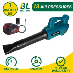 T TOVIA Cordless Electric Leaf Blower 460CFM 120MPH Air Blower Snow Blower Dust Sweeper Garden Tools For 18V Makita Battery