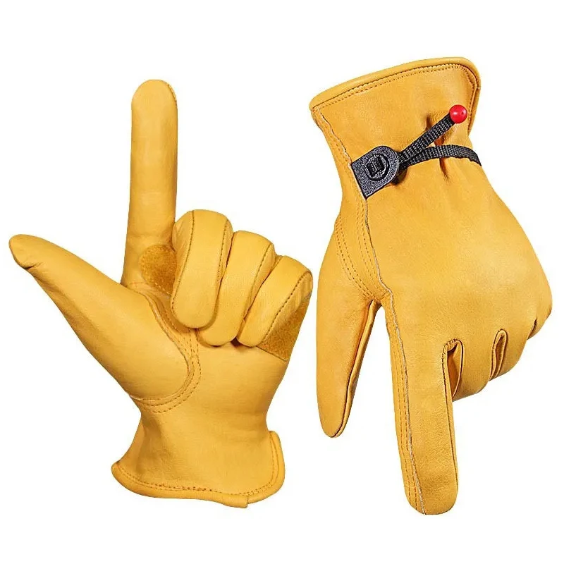 1 Pair Welding Glove Soft Sensitive Work Drivers Gloves Gardening Motorcycle Household Work Cowhide Leather Safety Working Glove