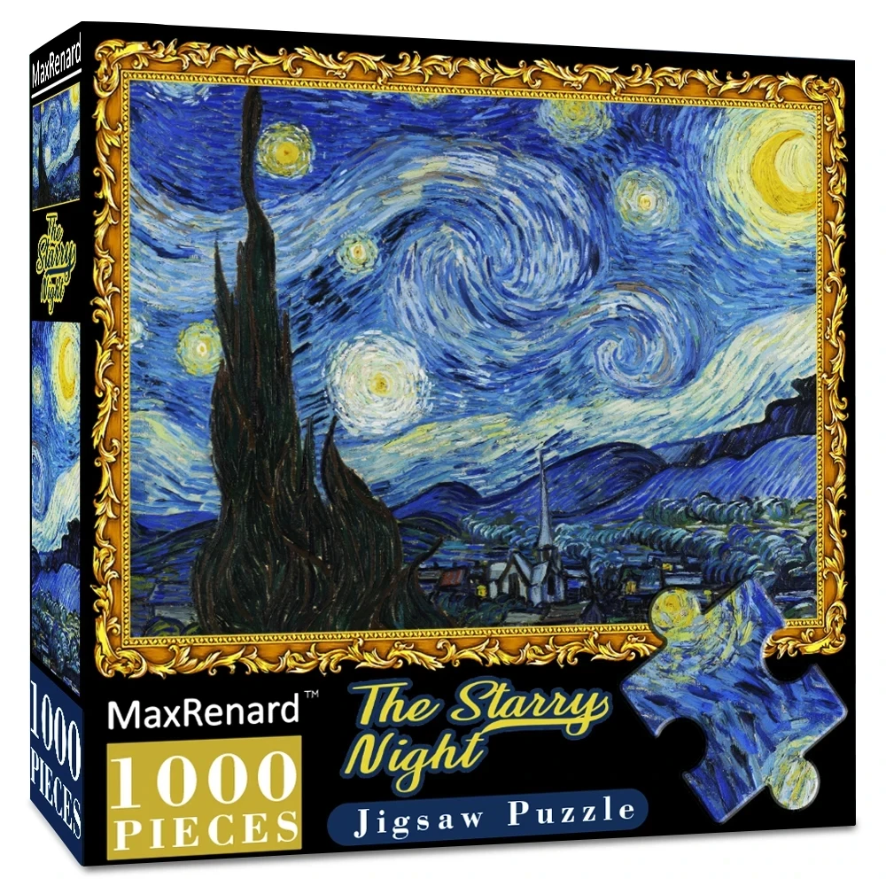 

68*49cm MaxRenard 1000 Pieces Jigsaw Puzzles Famous Paintings Van Gogh The Starry Night Family Game Gift Home Wall Decoration