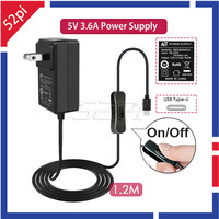 52Pi 5V 3.6A Power Supply Adapter With Switch-on/off Cable EU / US / UK Plug Charger For Raspberry Pi 4B / 3B / 3B+/3B Plus