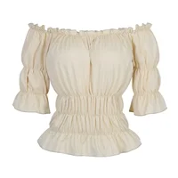 Renaissance Blouse Women Peasant Off Shoulder Short Sleeves Blouses Boho Shirt Medieval Vintage Steampunk Pirate Costume