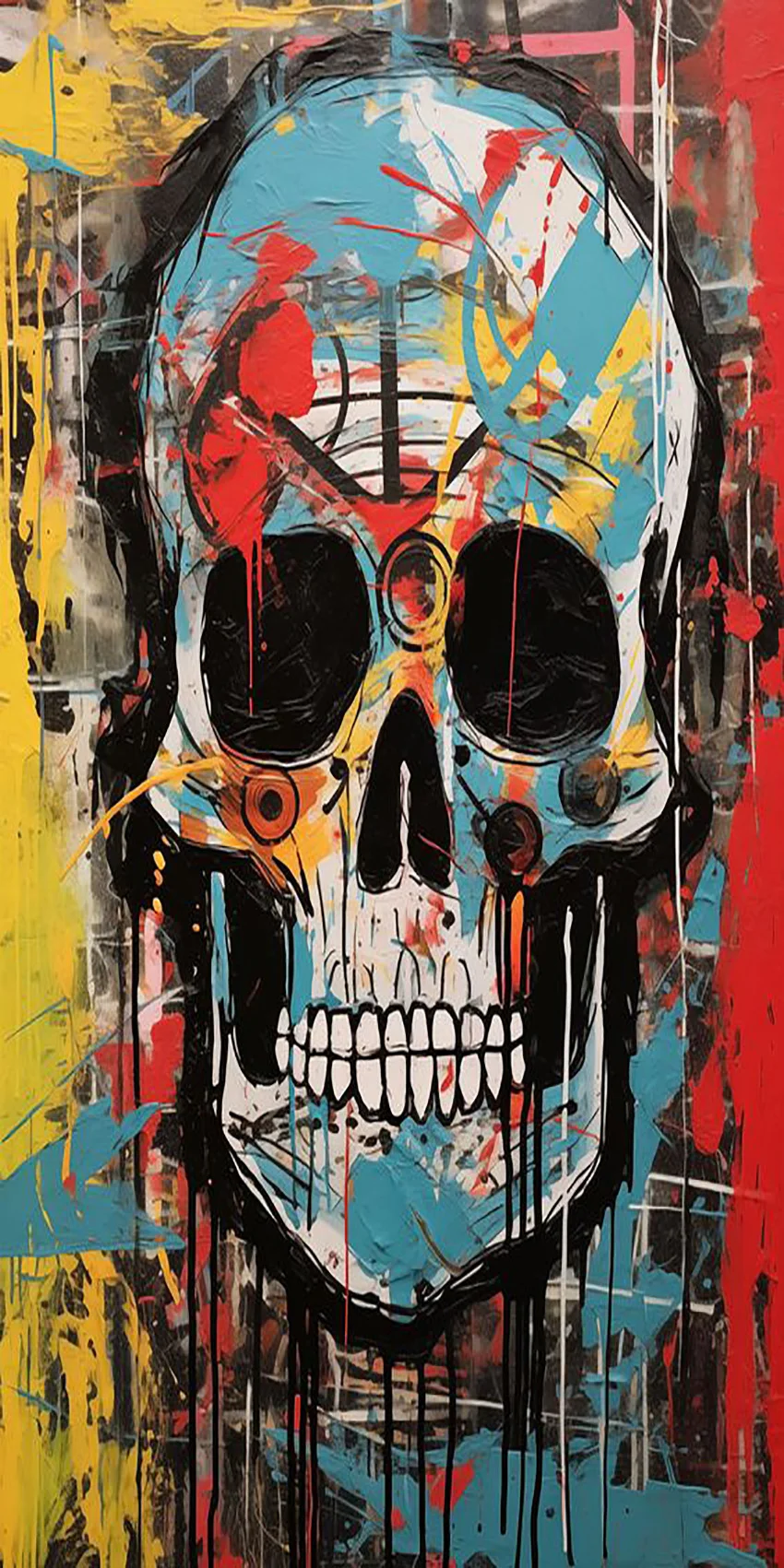 Colorful Portrait of a Graffiti Skull Pattern Electric Scooter Anti-slip Sticker Sandpaper Skateboard Grip Tape Sheet 60*30cm