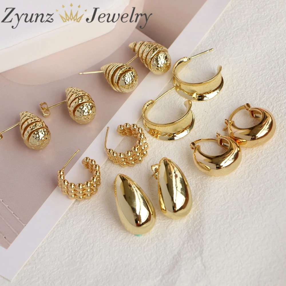 5 Pairs, Vintage Gold Plated Smooth Metal Earrings for Women Glossy Shiny Waterdrop Geometric Earrings Statement Jewelry Party