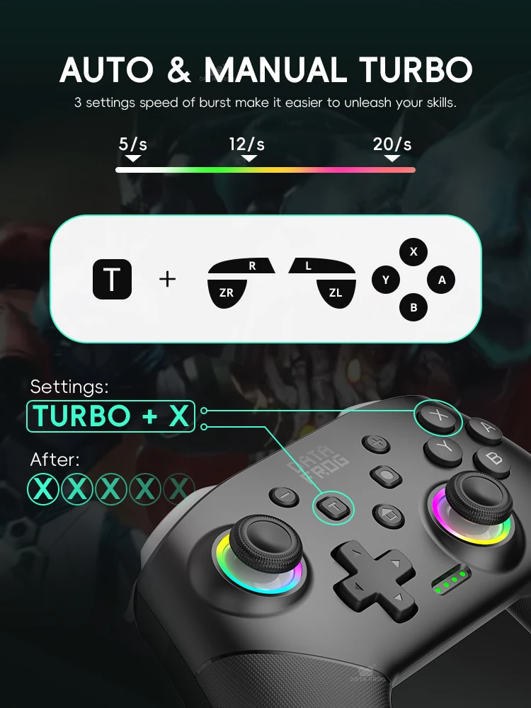 DATA FROG ワイヤレススイッチプロコントローラー Switch/Switch OLED プログラマブルジョイスティック PC ゲームパッド Switch 2 用