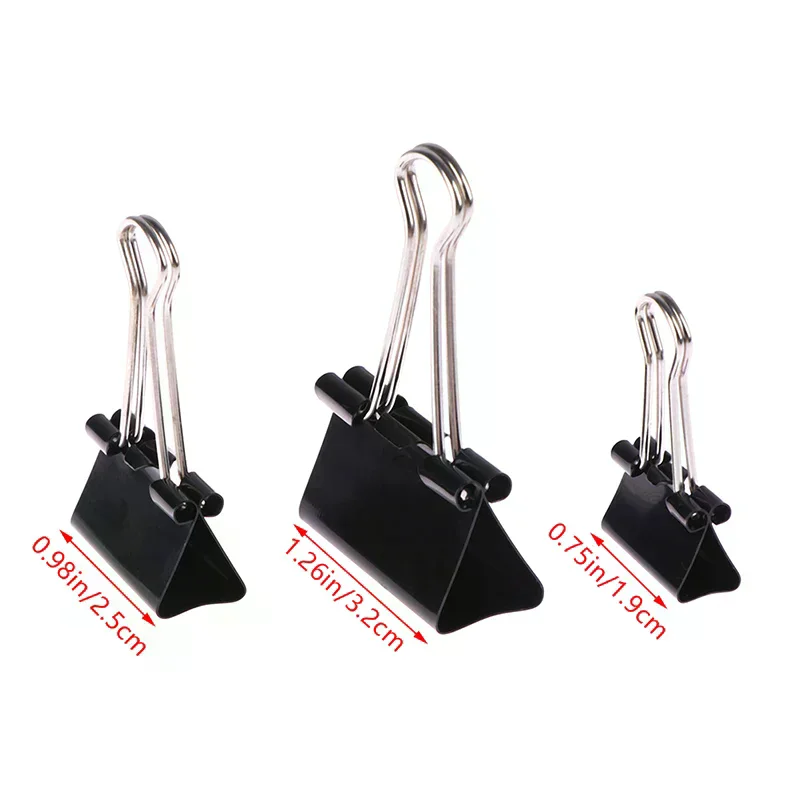 10 pcs Black Metal Binder Clips Notes Letter Paper Clip Binding Securing clip