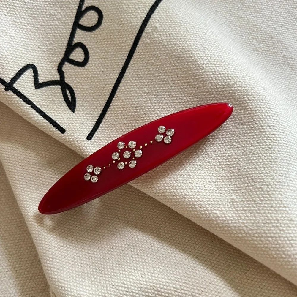 

Retro Acetate Hair Clip Vintage Strong Hold Y2K Spring Clip Aesthetic Zircon Decoration Rhinestone Side Bangs Clip Women