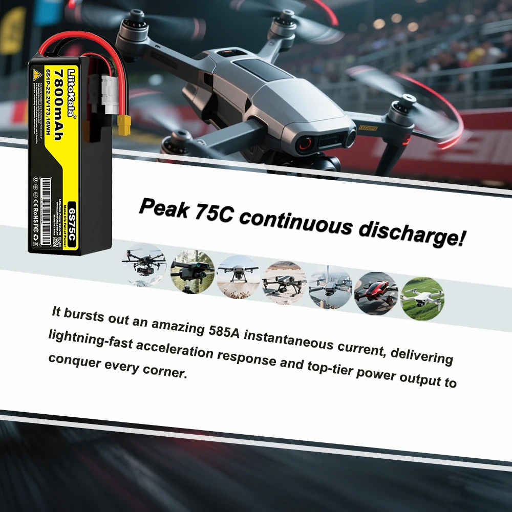 LiitoKala RC Lipo Battery Rechargeable Battery 22.2V 6000mAh 6S 100C For RC Car FPV Truck Helicopter With XT60 XT90 Connector