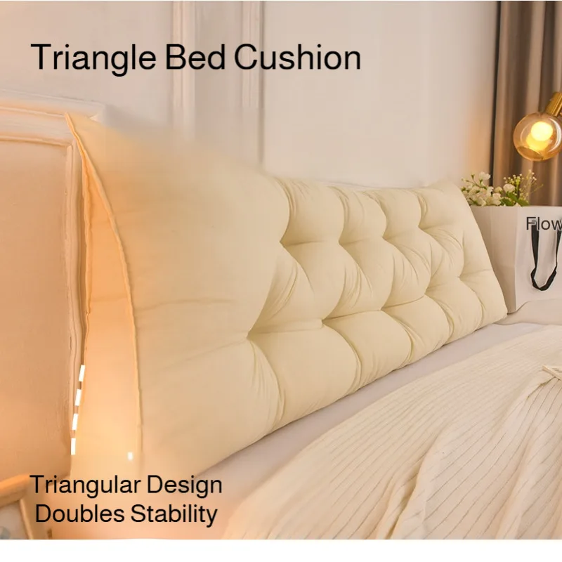 Double Bed Backrest Pillow Large Triangular Cushion Soft Fabric Support for Reading Sofa Tatami Upholstery Headboard Pad