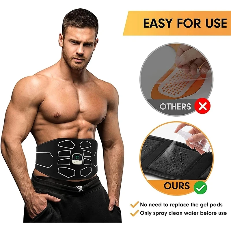 Electronic EMS Muscle Stimulator Abdominal Toning Belt With Remote Control Ab Trainer Fitness Equipment For Home USB Recharge