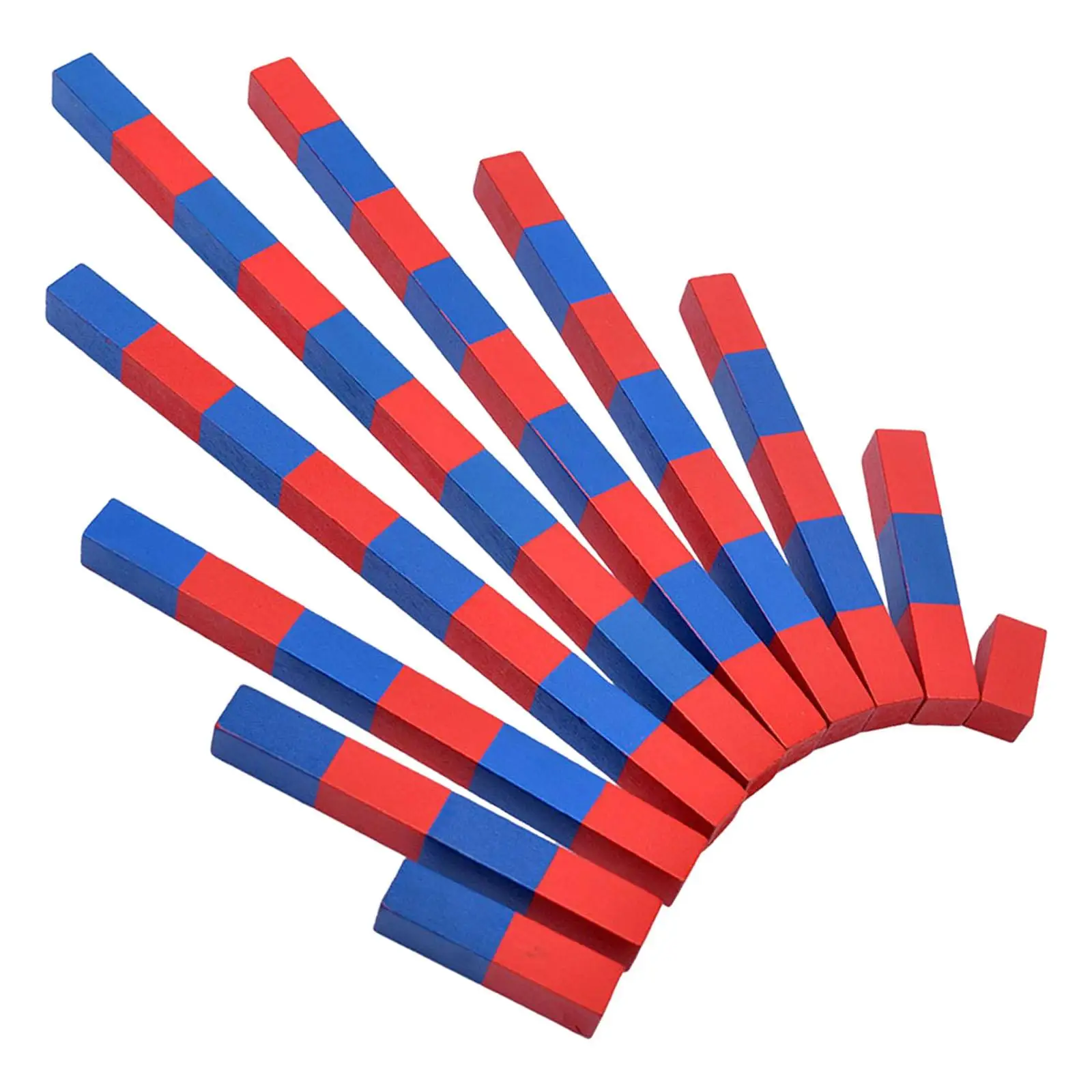 Wood Montessori Red Blue Number Rods Count From 1 to 10 Portable for Holiday