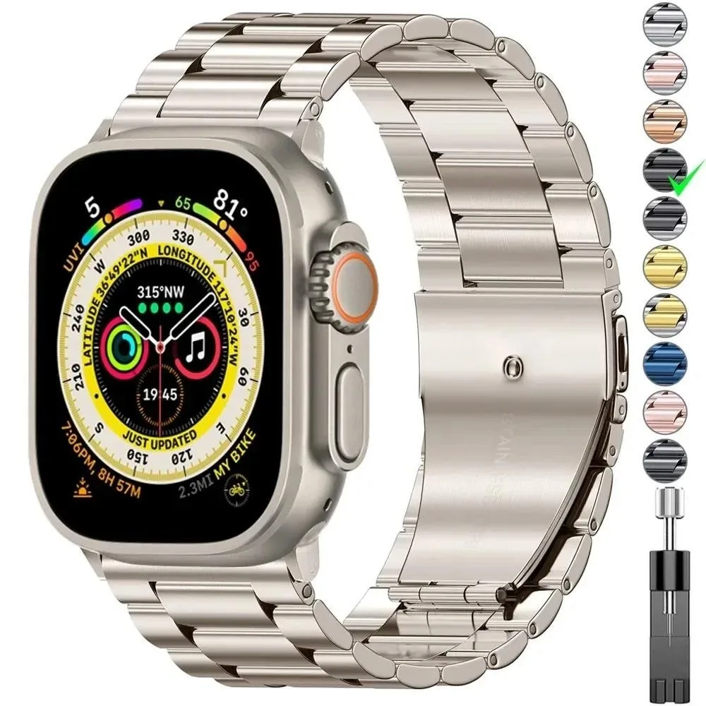 Metallarmband für Apple Watch Ultra 49 mm, 9, 8, 7, 45 mm, 41 mm, Edelstahlarmband für iWatch 6, 5, SE, 3, 44 mm, 42 mm, 38 mm, Uhrenarmband. – Detail 1