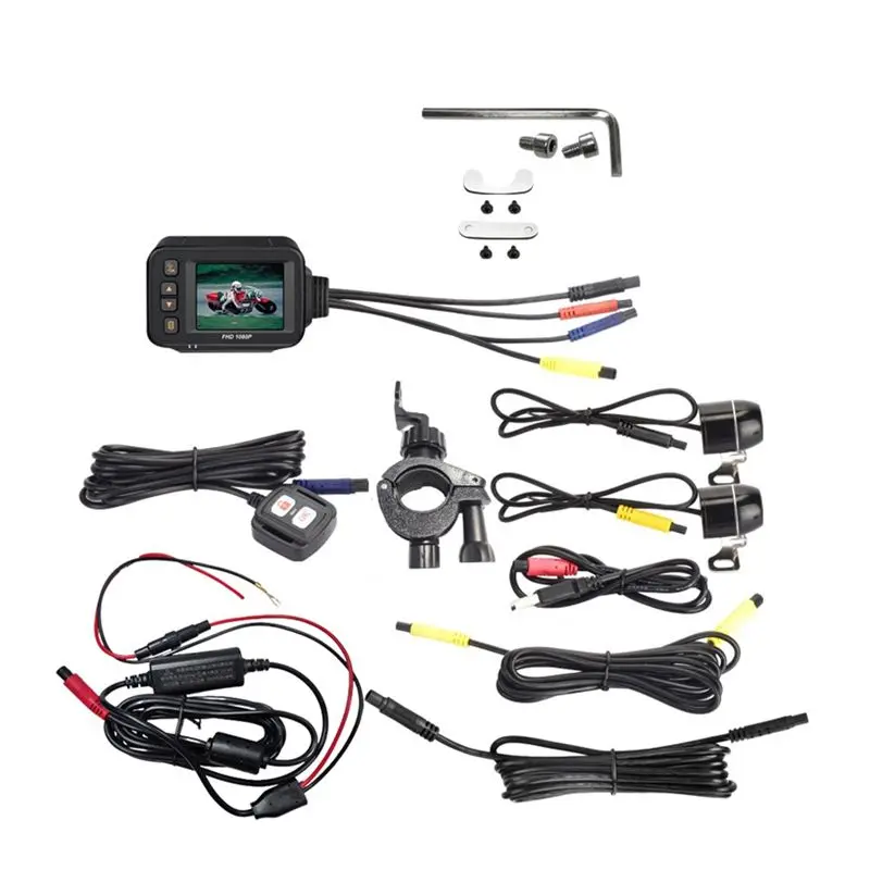 A96E-Motorcycle Driving Recorder Camera Dash Cam 2Inch IPS Screen 1080P+720P Dual AHD Bike Dashcam G-Sensor Parking Mode