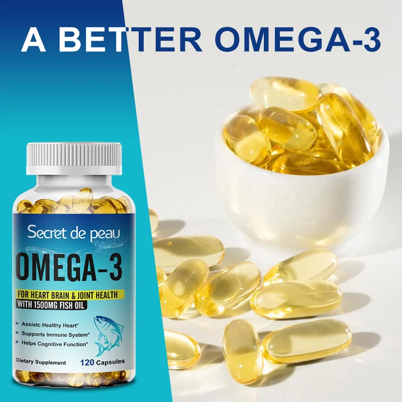 Omega 3 Fish Oil Capsules Support Brain & Nervous System Health, Cardiovascular & Skin Health, Antioxidant & Anti-Inflammation