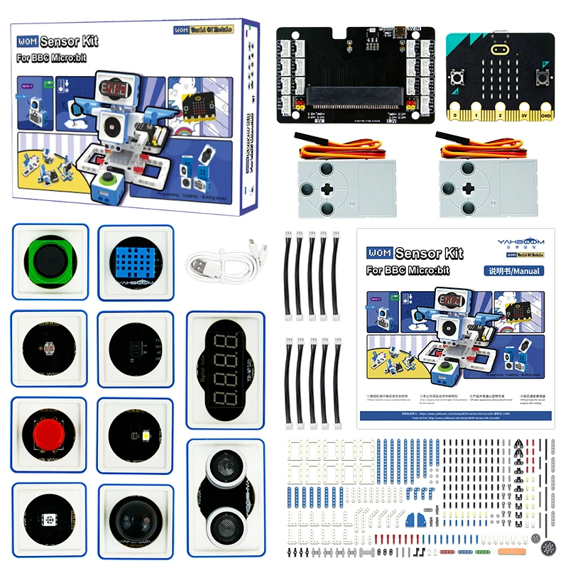 Imagem -03 - Microbit v2 Robótica Kit para Crianças Faça Você Mesmo Sensor Eletrônico Brinquedo Programável Suporta Programação Makecode Python 21 em 1