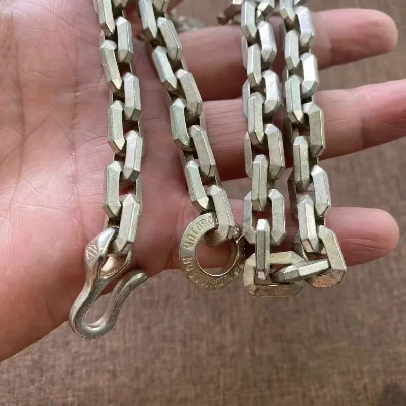 Unisex Weiße Kupfer Matt Quadratische Gliederkette Retro S-Haken Choker Punk Streetwear Schmuck für Männer und Frauen – Detail 2