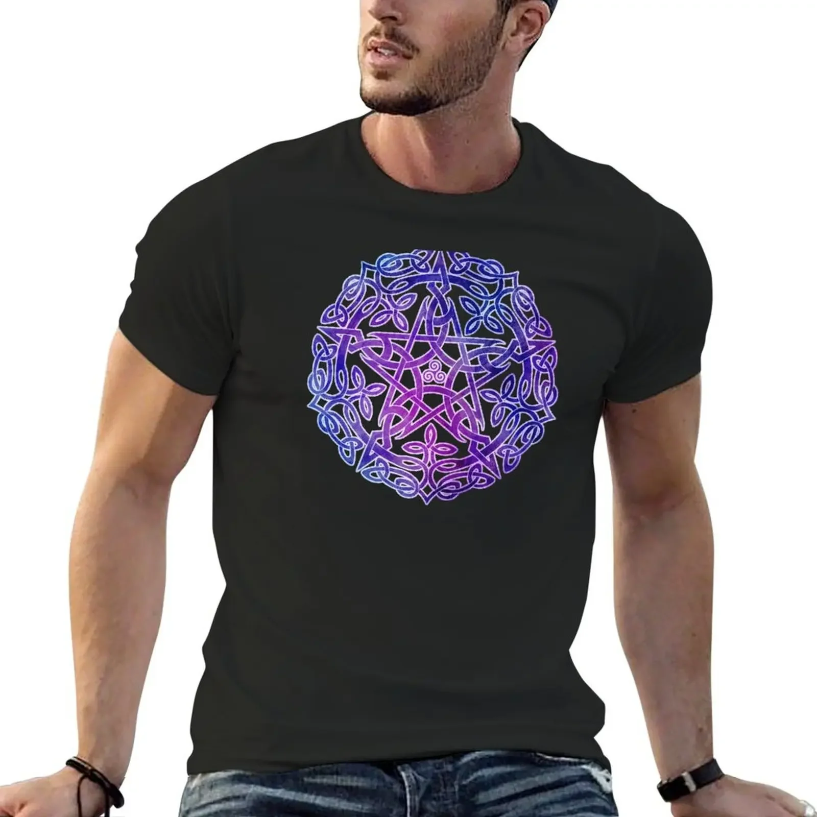 

Mystic Purple Celtic Pentacle Pentagram T-Shirt customs anime stuff tees anime t shirt men 100℅ cotton