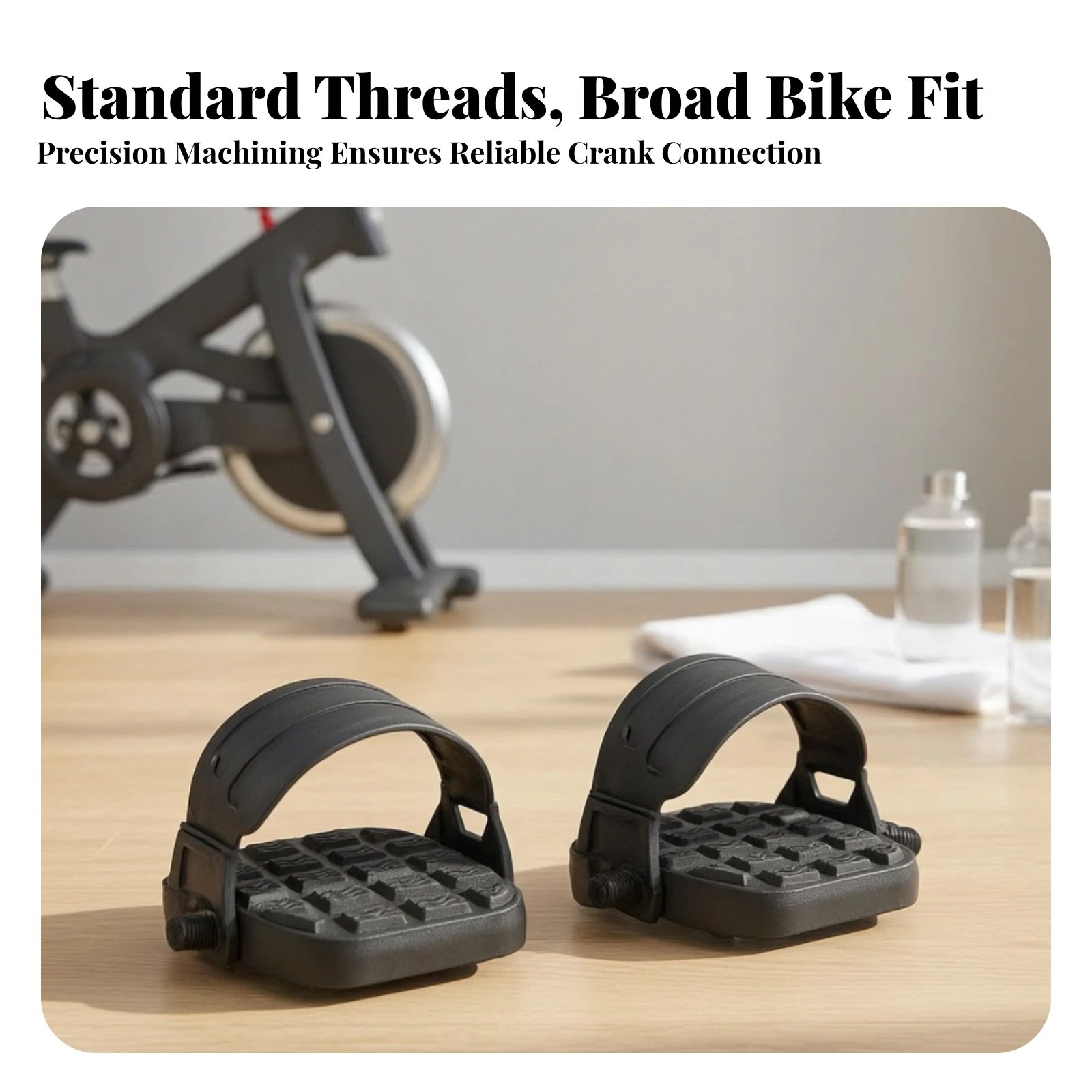 Pedals with Adjustable Straps Indoor Pedals with Toe Cages Threaded Compatible