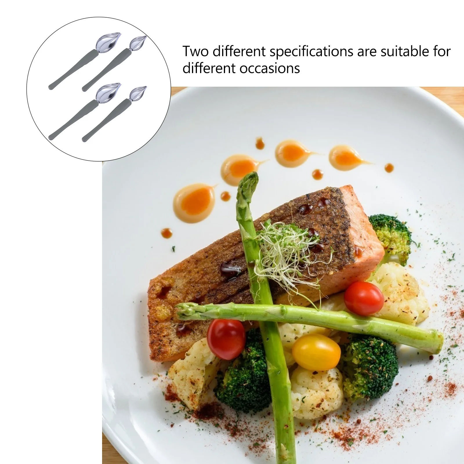 

4pcs Stainless Steel Decorating Rustproof Food Safe Baking Coffee Sauce Plating Tool Kitchen Accessories Saucier Spoon Painting