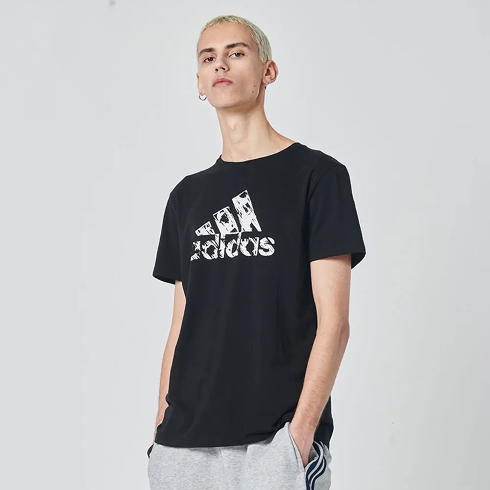 Adidas Men's Black Graphic T - Shirt, Short Sleeve, Crew Neck, for Casual Daily Wear