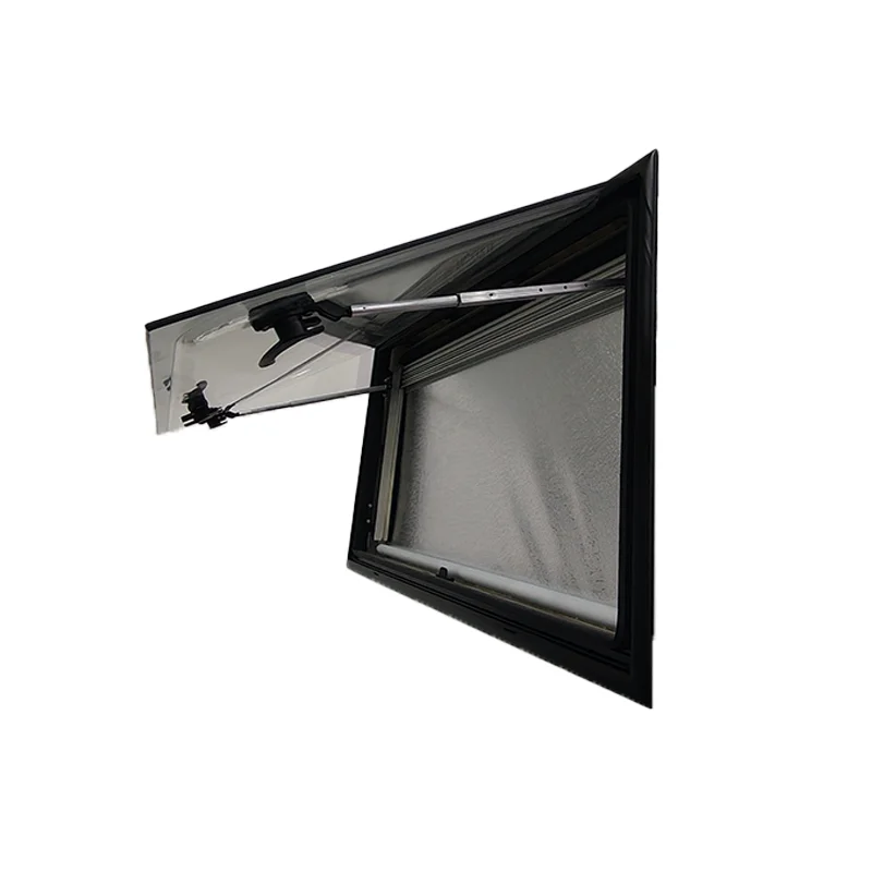 

RV Window Manufacturer Double Glazed Acrylic Window Aluminum Profile Right Angle Camper Trailer Hinge Window