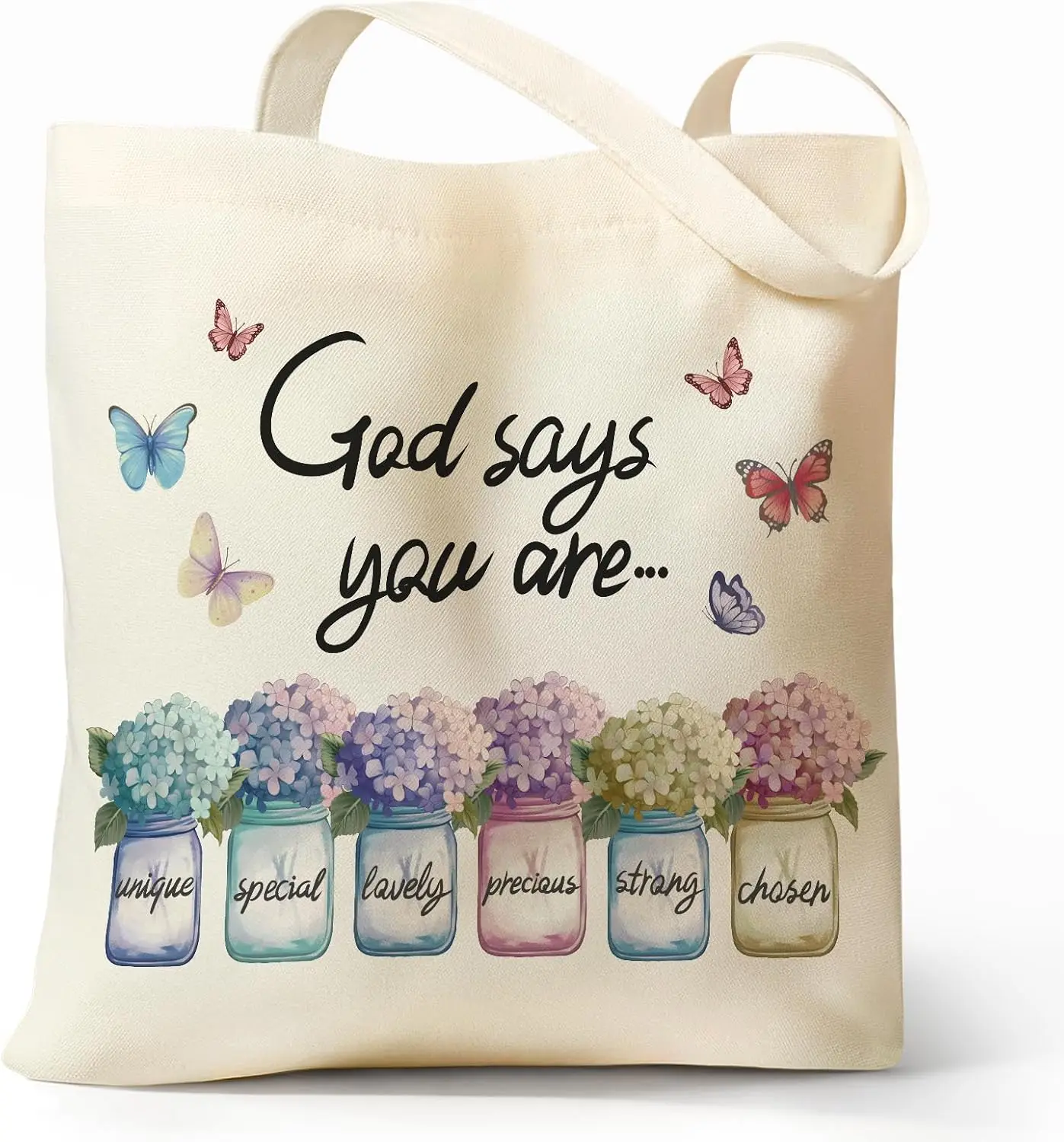 

Aesthetic Canvas Tote Bag with Zipper Pocket, Reusable Book Bag for Women & Girls, Work & School Tote