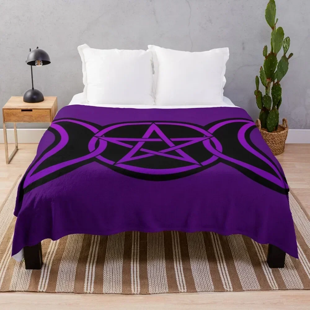 Triple Moon Goddess purple Throw Blanket Stain Resistant Cozy Warm Blanket