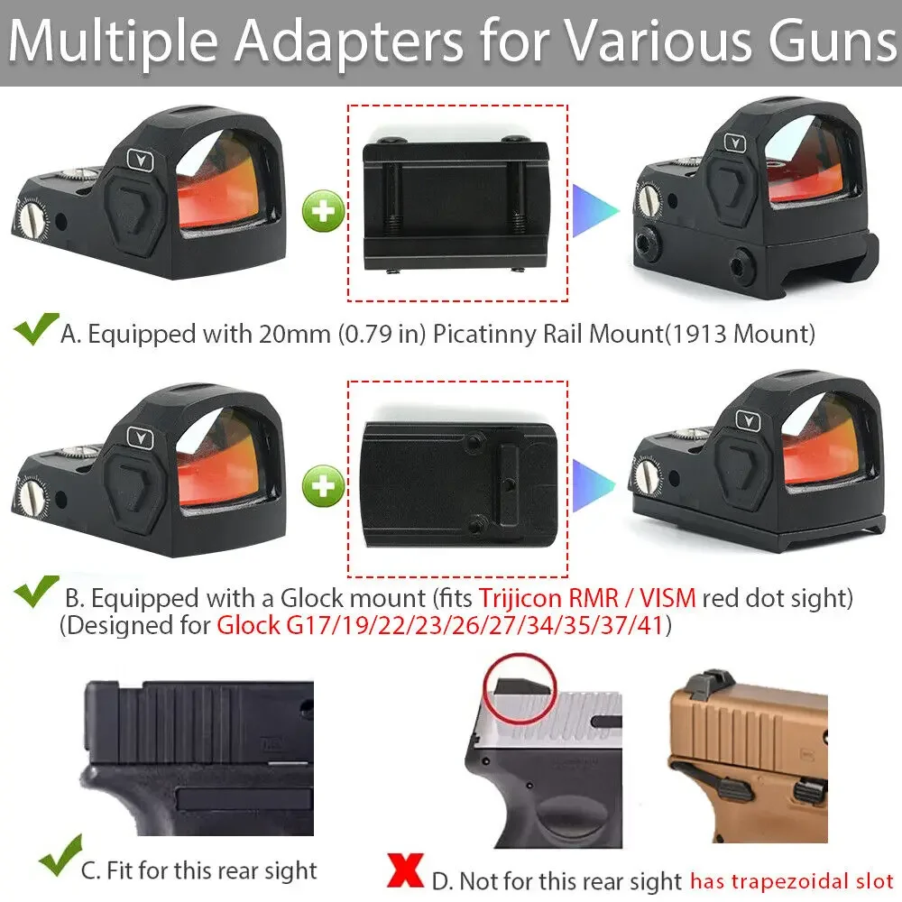 Imagem -03 - Rmr 2moa Reflex Low Power Red Dot Sight Shake Awake Visão Óptica 20 mm Rail à Prova de Choque 1000g