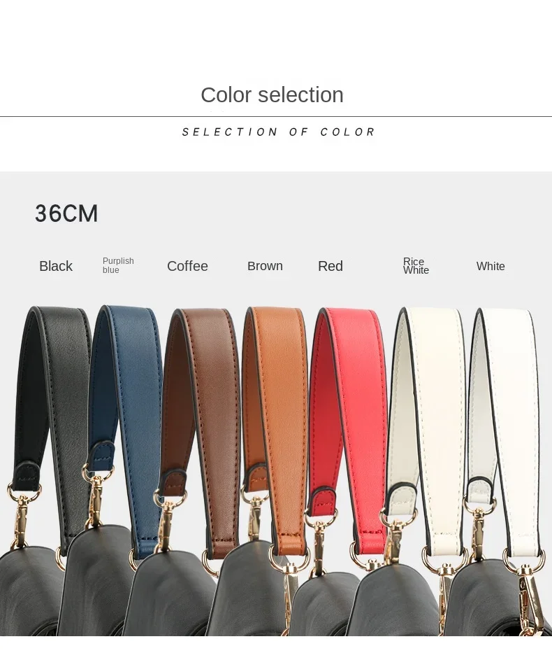 100% Genuine Leather Bag Strap Handbags Handles For Handbag Short Bag Strap Purse Strap Golden Buckle Replacement Bag Belt Band