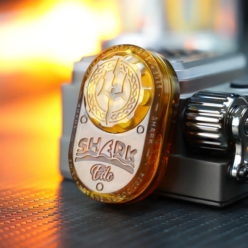 Shark 2.0 Rhythmic Push Tile Fidget Spinner - Jouet EDC en acier inoxydable pour un soulagement antistress et une expérience sensorielle tactile