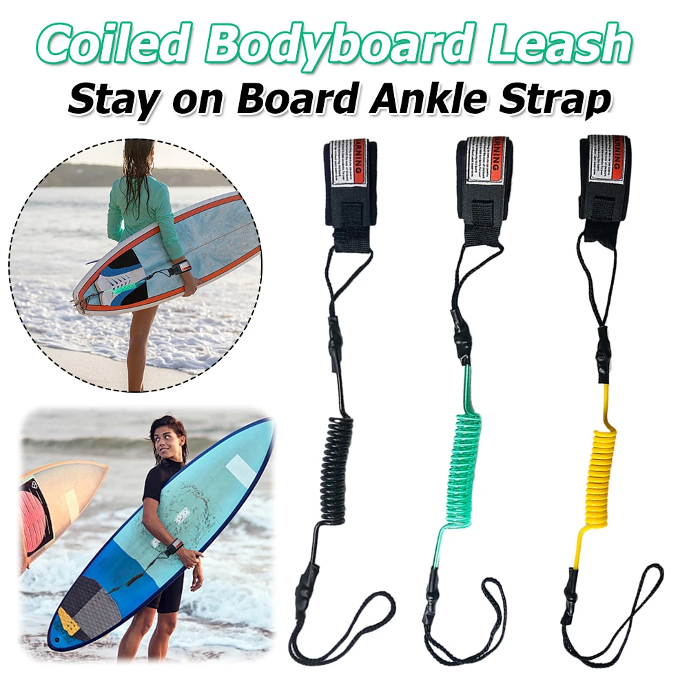 Coiled Bodyboarding Leash TPU Stay on Board Ankle Strap Padd