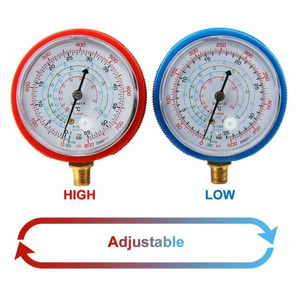 Ar Condicionado Manifold Gauge, Manômetro de Baixa Pressão, Acessórios para Ferramentas HVAC, R22, R404A, R134A, R410A, 2pcs