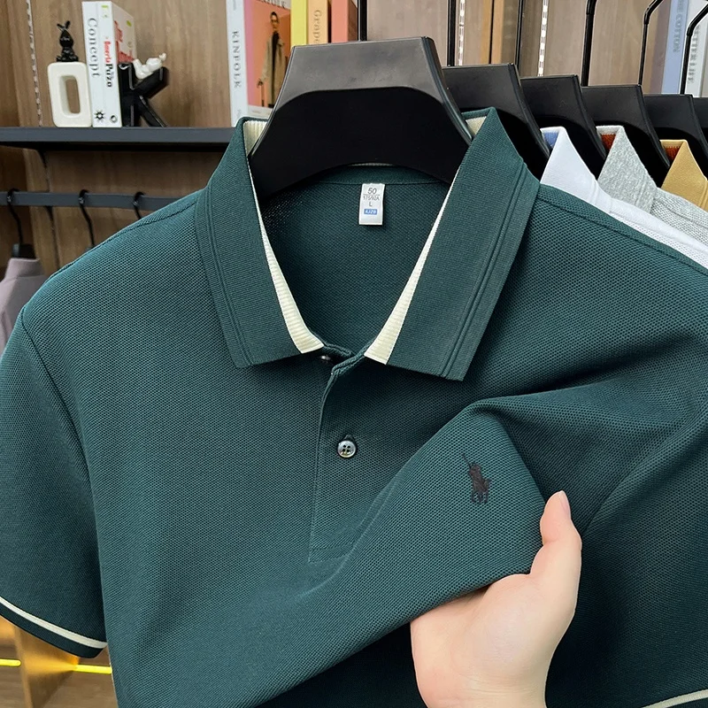 Camiseta de Verano para Hombre, 100% Algodón Puro, Moderna, Nueva, Marca Ralph, con Bordado de Pony, Simple, Cómoda, Transpirable y Casual, de Manga Corta