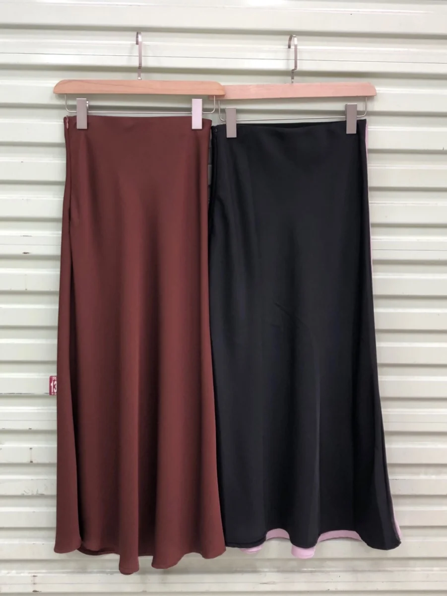 

Женская юбка-миди из вельвета и атласа Ele Velvet Satin ter Ne Dr, весна-лето, с высокой талией, А-силуэт, в корейском стиле
