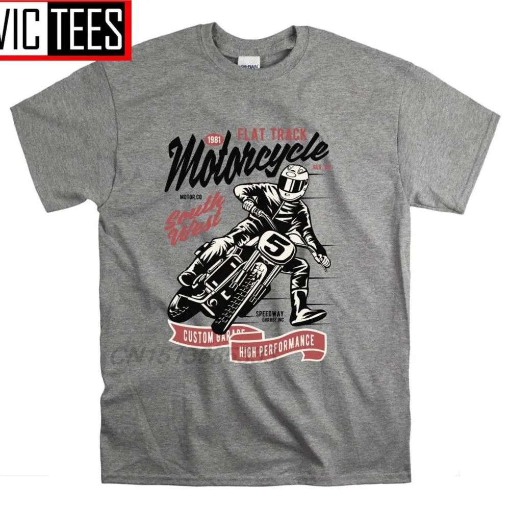 Flat Track Motorcycle T Shirts Men Garage Speedway Motor T-shirts Unisex Pizza Cutter T Shirt Terror Slice Cut Printed T-shirts