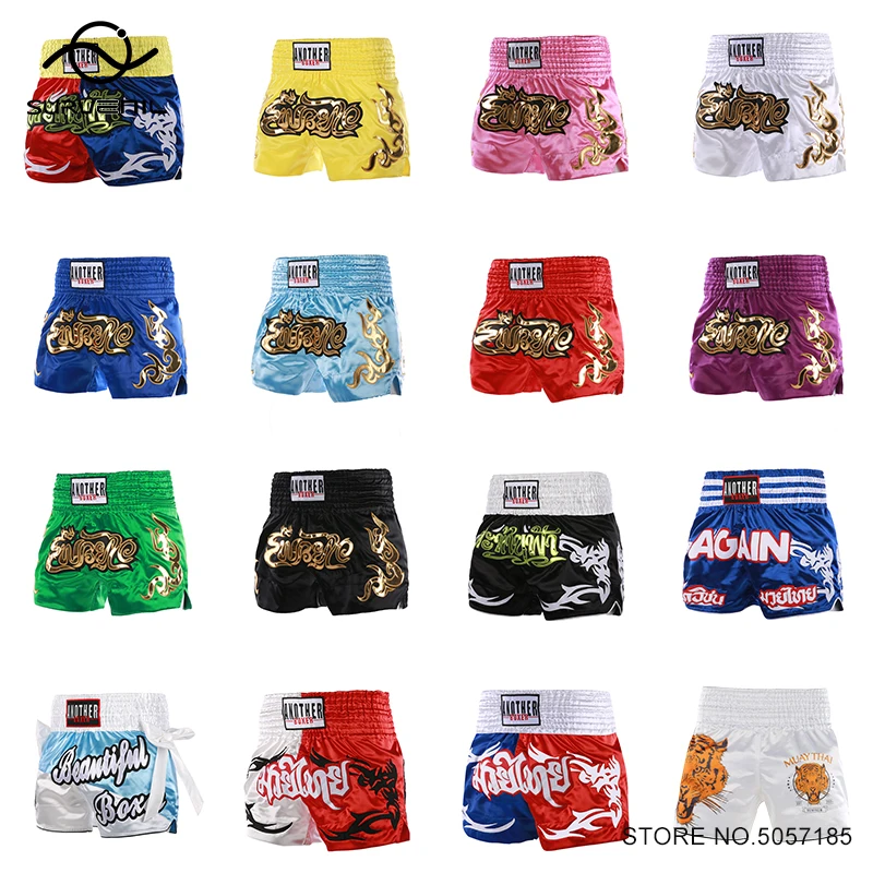 Muay Thai Shorts Men's Boxing Pants Women Child Embroidery Martial Arts Gym Training Clothes Stylish MMA Fight Kickboxing Shorts