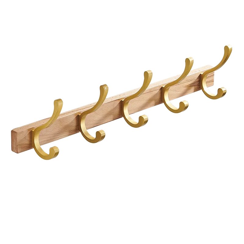 

Black Solid Wood Beech Wall Hook, Wall Mounted Towel Hooks Bathroom Coat Hooks For Hanging Robes Clothes