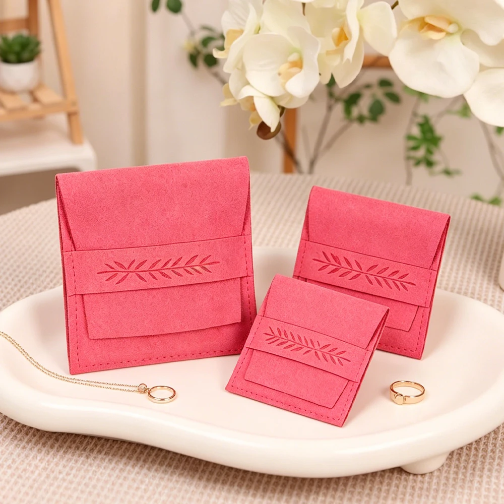 

50/100Pcs Luxury Custom Microfiber Jewelry Pouch Envelope Flip Cover Dust Bag Lipstick Perfume Cosmetic Earrings Ring Storage