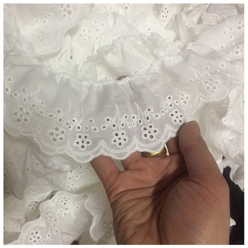 5CM Wide Luxury Embroidery White Flower Lace Fabric Trim Ribbon Applique DIY Sewing Collar Ruffle Guipure Wedding Cloth Decor