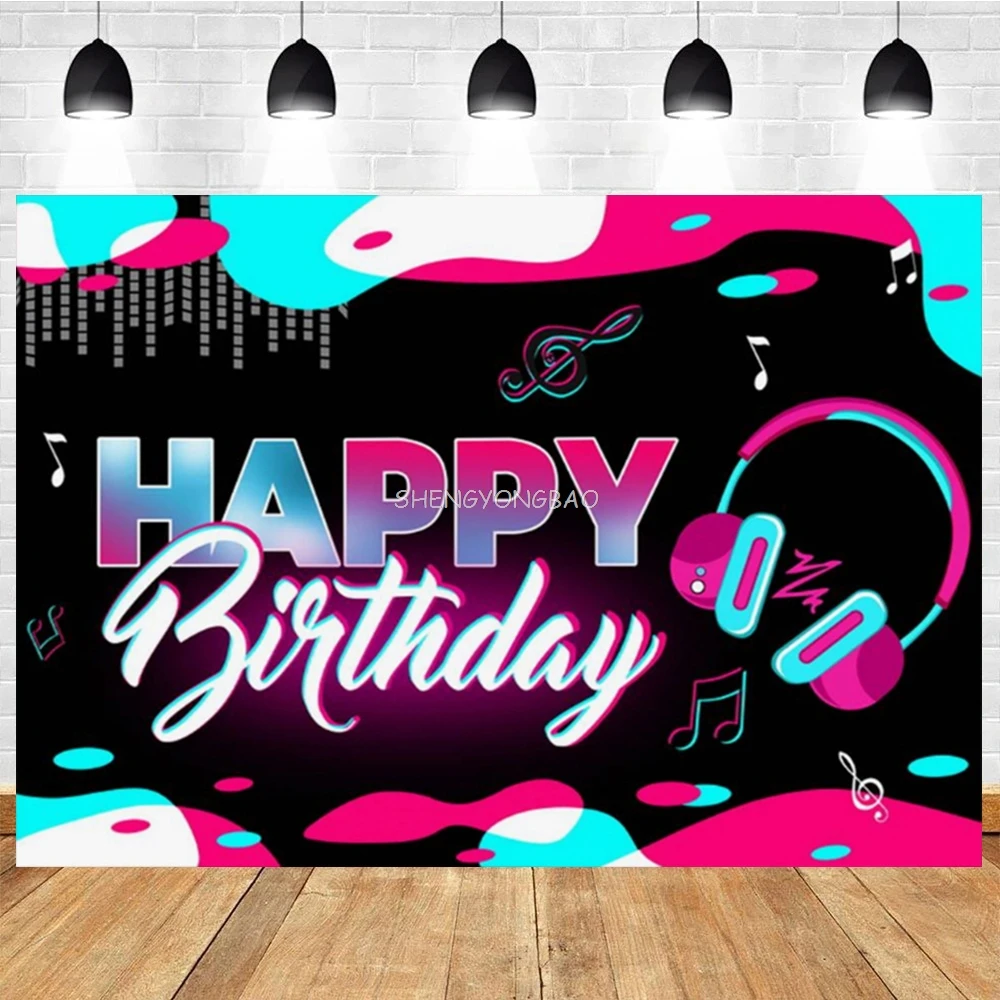 Light Sticks Happy Birthday Photography Backdrops Music Disco Let's Glow Party Decoration Photo Studio Background LT-01
