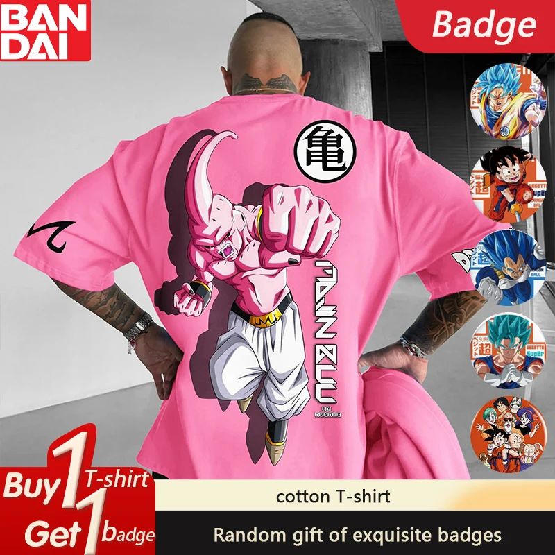 

Dragon Ball Anime GOKU Majin Buu Vegeta Printed T-Shirt Summer Loose Men's and Women's Crew Neck Cotton Short Sleeves