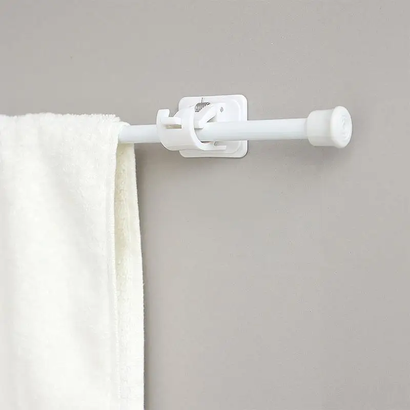 40-110CM Multifunctional Extendable Telescopic Curtain Pole With Hooks Adjustable Cupboard Wardrobe Hanging Rod Without Drilling