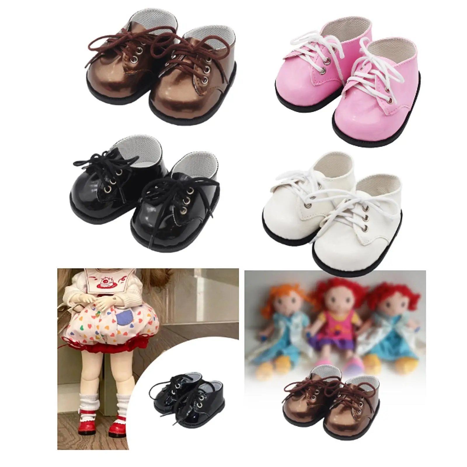 Plush Figure PU Leather Shoes Make Your Own Dolls Casual Shoes Lace up Shoes for 38cm Dolls