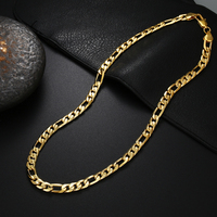 Classic 18K Plated Gold Men's Necklace, Side Chain, Fashion Jewelry, Wedding Party Favors, Brand New, 20\