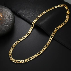 Classic 18K Plated Gold Men's Necklace, Side Chain, Fashion Jewelry, Wedding Party Favors, Brand New, 20