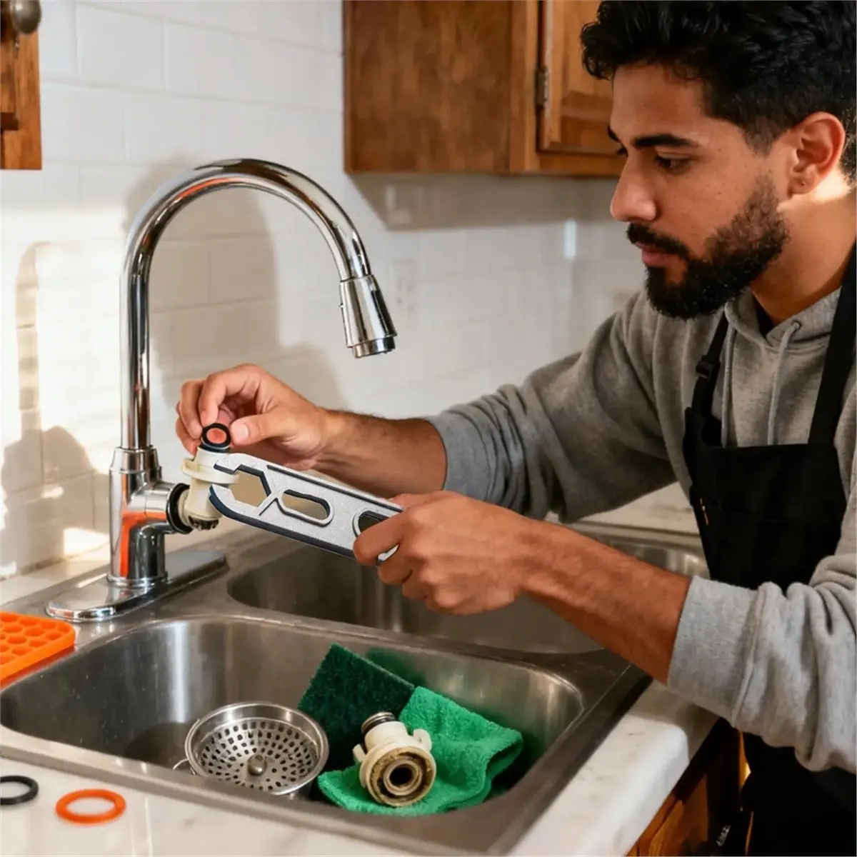 

*ABAB Aerator Wrench Portable Aluminum Alloy Plumbing Tool Ergonomic Faucet Aerator Repair Key for Shower Kitchen Home Hotel