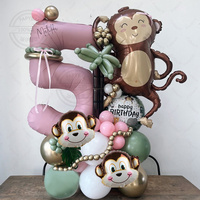 49pcs Cartoon Animal Monkey Balloons Set For Kids Safari Wild One Birthday Party Decoration Globos Wild Jungle Party Supplies
